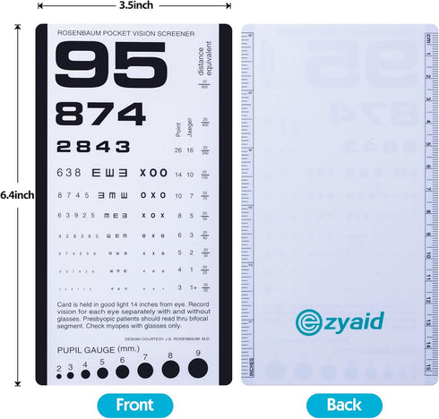 Rosenbaum Pocket Eye Chart with PD Ruler and Eye Occluder, Eye Test Chart Combo Kit for Near Vision Test, Visual Acuity Exam and PD Measurement (1...