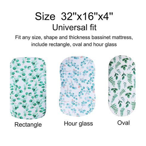 Bassinet Sheets Set 3 Pack for Baby Boy and Girl, Stretchy Jersey Knitted Fitted Sheet, Universal for Oval Rectangle and Hourglass Bassinet Mattre...