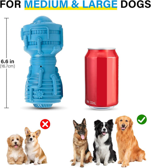 PrimePets Dog Chew Toy, Squeaky Dog Toy for Large Medium Dogs, Blue Rubber Enrichment Toy for Interactive Play, Teeth Cleaning, Milk Flavored Dent...
