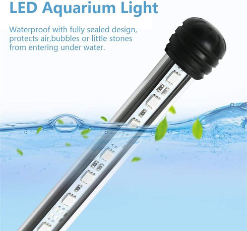 MLJ LED Aquarium Light, 7-44 Inch Waterproof Fish Light White with Blue, RGB Underwater Lamp Submersible LED Light for Fish Tank...