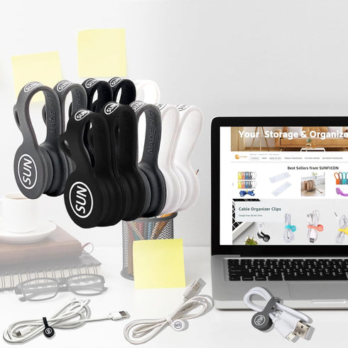 SUNFICON 10 Pack Earbuds Cords Organizers Magnetic Cable Clips Organizers Bookmark Clips Whiteboard Noticeboard Fridge Magnets USB Cable Manager K...