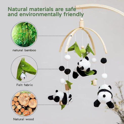 Baby Crib Mobile - Panda Mobile for Crib, Nursery Mobile Decor, Baby Bassinet Mobile Toy - Shower Set for Infant Bedroom Hanging Decoration, Gende...
