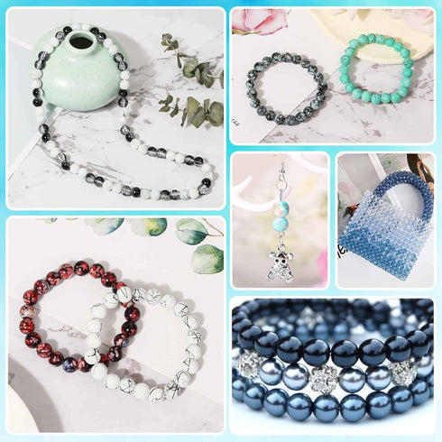 840pcs 8mm Glass Beads for Jewelry Making, 24 Colors Glass Beads for Bracelet Making, Marble Round Loose Beads for Men Women Bracelet Earring Neck...