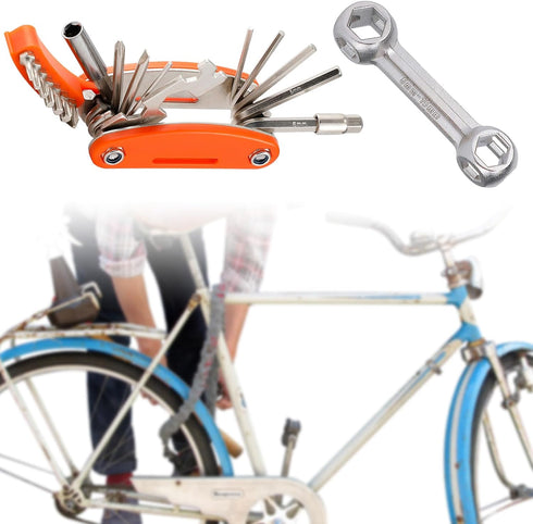 20 in 1 Bike Multitool Kit CRV Steel Multi-Function Cycling Mechanic Repair Tool Kit with 6-15mm Hexagon Bone Wrench Heavy Duty Metal Spanner...