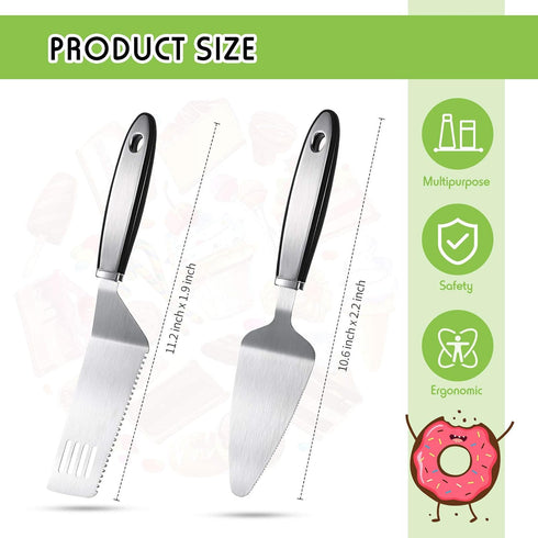 2 Pieces Stainless Steel Pie Server Set Cake Cutter Serrated Spatula Pizza Tart Dessert Slicer for Cutting and Serving Desserts Brownies Lasagna...
