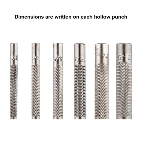 Spurtar 6PCS Leather Hole Punch 1/8'' - 5/16'' Heavy Duty Round Hollow Punch Set High Carbon Steel Leather Punch Tool for Watch Cloth Belt Gaskets...