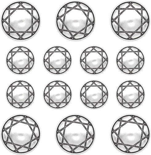 14 Pieces Silver Metal Blazer Button Set, 18mm 23mm Shank Buttons for Sewing Blazers Suits Coats...