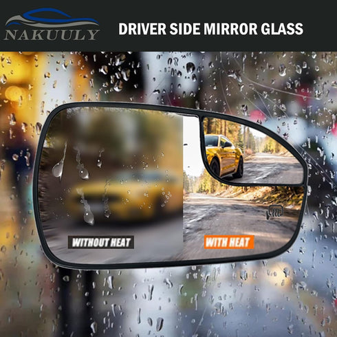 Nakuuly Mirror Glass Passenger Right Side Compatible with 2013-2020 Ford Fusion Side View Heated Convex Mirror Glass with Rear Holder Replace # DS...