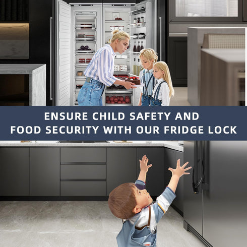 19.7" Secure Black Refrigerator Lock with Keys Childproof Cable Lock for French Door Fridge & Kitchen Cabinet 1-Pack...