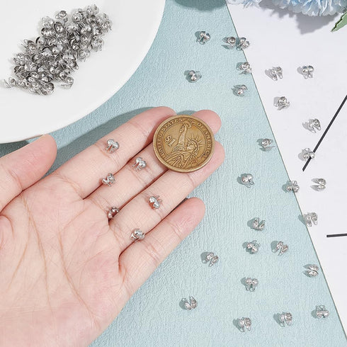 PH PandaHall 100pcs Stainless Steel Cord Ends Open Clamshell Crimp Bead Tips Knot Covers End Caps Jewelry Findings for Bracelet Necklace Making DI...