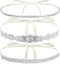 3 Pieces Rhinestone Bridal Belt, Silver Crystal Bridal Sash with White Ribbon Wedding Dresses Belt for Women, Bride, Bridesmaids, Gown, Party, Pro...