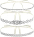 3 Pieces Rhinestone Bridal Belt, Silver Crystal Bridal Sash with White Ribbon Wedding Dresses Belt for Women, Bride, Bridesmaids, Gown, Party, Pro...