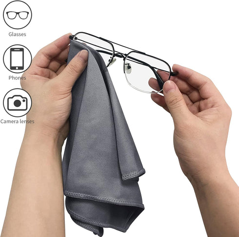6 Pack Microfiber Glass Cleaning Cloth, 16 Inch X 16 Inch, Lint Free Quickly Clean Window, Glasses, Windshields, Mirrors, and Stainless Steel, Gre...