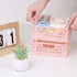 4-Pack Pink Plastic Storage Crate Small Baskets for Organizing Collapsible Storage Crates for Desk Organizers,Stackable Cute Storage Bins for Clas...