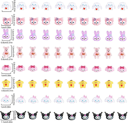 80PCS Kawaii Nail Charms 3D Slime Charms for Nail Art Decorations Supplies Flatback Resin Charms for Acrylic Nails Cute Cartoon Kitty DIY Nail Acc...
