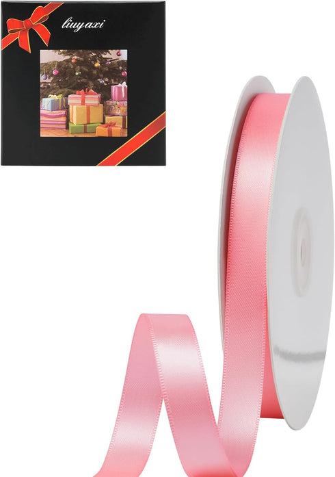 LIUYAXI Pink Double Face Satin Ribbon 1/2" X 50 Yards, Ribbons Perfect for Crafts, Gift Wrapping, Bow Making and More...