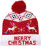 OurWarm LED Christmas Hat Light Up Holiday Hat Cute Reindeer Snowflakes Red Knitted Hat Christmas Beanie with 6 Colorful Lights for Kids Adults Fa...