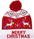 OurWarm LED Christmas Hat Light Up Holiday Hat Cute Reindeer Snowflakes Red Knitted Hat Christmas Beanie with 6 Colorful Lights for Kids Adults Fa...