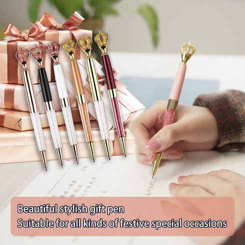 YOUMI Ballpoint pen, 6Pcs crown crystal metal pen, sparkling cute pen, Personalized Crystal Pens?Black Ink Glitter Diamond Pen for Note, Tab, Offi...