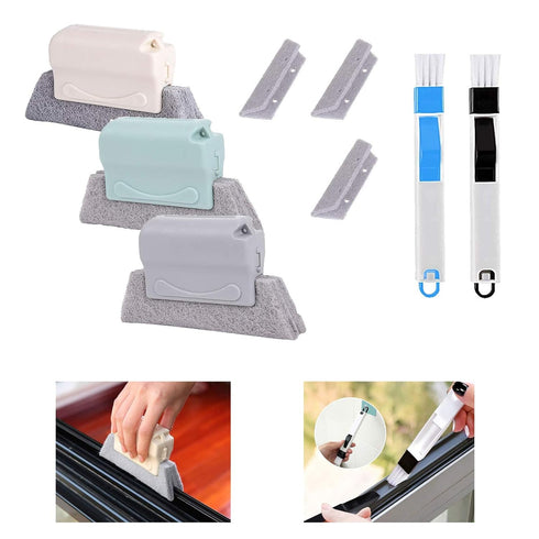 Window Groove Cleaning Brush Set Magic Window Track Cleaning Tools, Tile Lines Brush, Window Blind Duster...