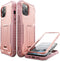ExoGuard for iPhone 12 Case, Compatible with iPhone 12 Pro, Rubber Shockproof Full-Body Cover with Built-in Screen Protector and Kickstand - Pink...