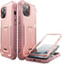 ExoGuard for iPhone 12 Case, Compatible with iPhone 12 Pro, Rubber Shockproof Full-Body Cover with Built-in Screen Protector and Kickstand - Pink...