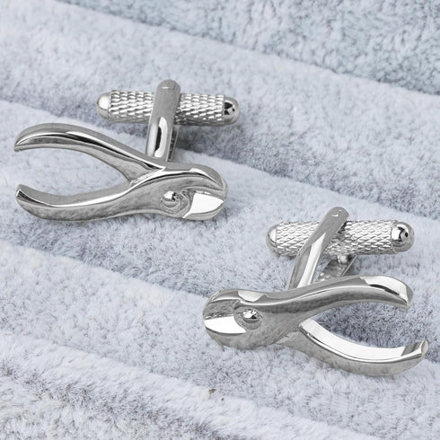 Silver Tone Pliers Cufflinks For Men With Gift Box...