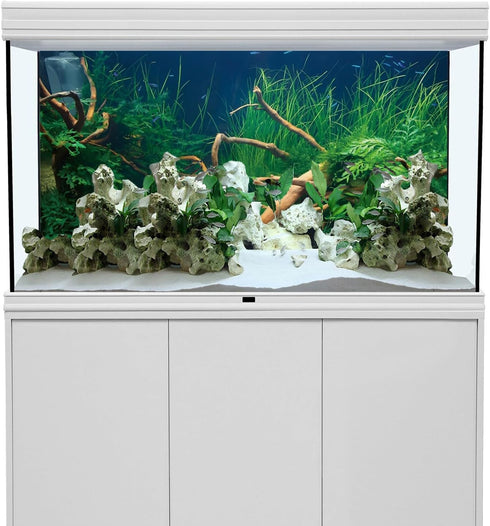 AWERT 48x18 inches Polyester Underwater Grass Plants Aquarium Background Aquatic Plants Stone River Bed and Dead Wood Stone Fish Tank Background...