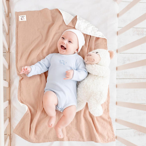Baby Blankets for Unisex Boys Girls, Soft Nursery Crib Blankets with Muslin Cotton Front and Dotted Fleece Back for Newborns Toddlers 30x40inch (O...