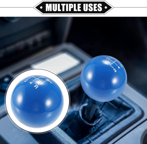Car Manual 4 Speed Ball Gear Shift Knob Kit, Round Short Throw Shifter Universal for Manual Transmission Vehicles Durable Acrylic Blue with Adapte...