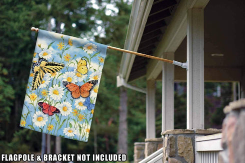 Toland Home Garden 1010004 Butterflies And Daisies Butterfly Flag 28x40 Inch Double Sided Butterfly Garden Flag for Outdoor House Flower Flag Yard...