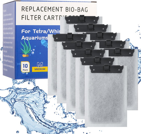 10 Pack Aquarium Filter Cartridge for Tetra Whisper Bio-Bag Power Filters, Medium Replacement Filter Cartridges for Tetra ReptoFilter...