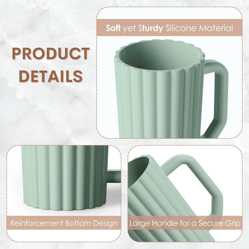 Baby Bath Rinse Cup, Silicone Body Washing Rinser Cup with Easy Grip Handle, Wash Rinse Cup for Kids (Sage)...