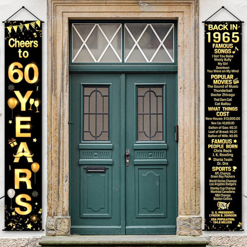 60th Birthday Party Anniversary Decorations Cheers to 60 Years Banner Party Decorations Welcome Porch Sign for Years Birthday Supplies (60th-1965)...