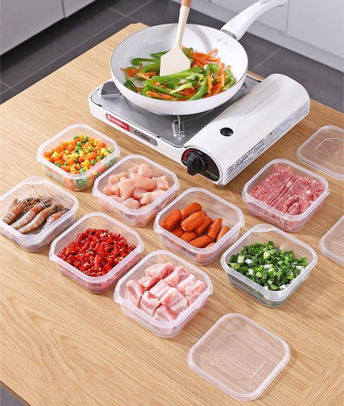 Food Storage Containers with Lids, Plastic Fridge Organizer Clear Bins, 350ml Sealed Food Containers, Reusable Takeaway Kitchen Freezer Storage Bo...
