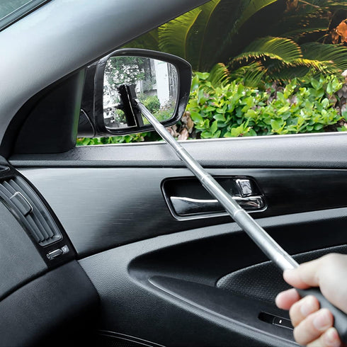 8sanlione Car Rearview Mirror Wiper, American Flag Telescopic Auto Mirror Squeegee Cleaner, Glass Mist Cleaning Tool with Retractable 98cm Handle,...