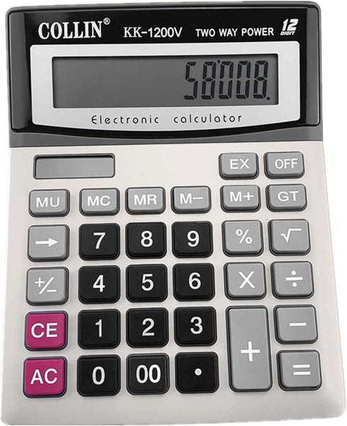 Desk Calculator, 12-Digit Solar Battery Office Calculator with Large LCD Display Big Sensitive Button, Dual Power Desktop Calculators...