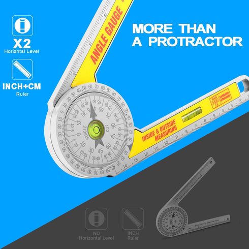 Miter Saw Protractor Angle Ruler, 360 Degree Measure Tool ,Angle Finder Gauge with High Accuracy Bubble Level for Carpenters and All Building Trad...