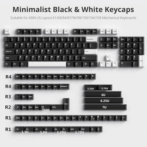 GTSP 168-keys PBT Keycaps Cherry Profile 75 Percent with 6U 7U Spacebar for US Layout Cherry MX Switch Mechanical Gaming Keyboard (WOB)...
