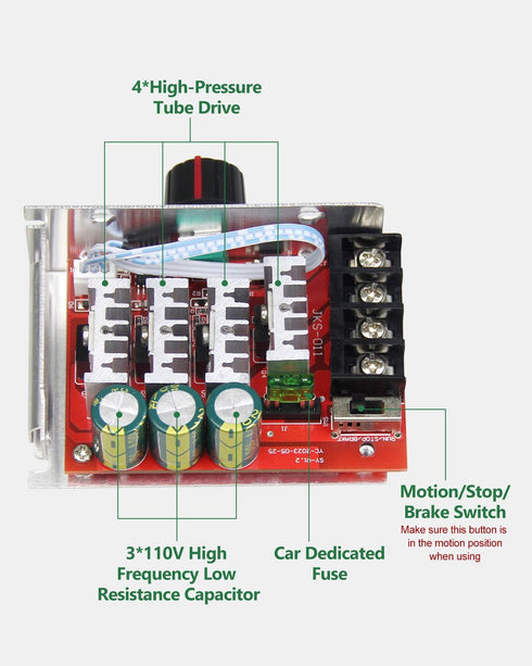 7-70V PWM DC Motor Speed Regulator 30A 12V 24V 48V 60V 70V Speed Control Regulator Electronic Controller Knob Adjusts DC Motor Speed Switch 30A Po...
