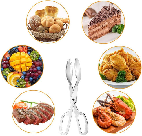 2 PACK Buffet Tongs,Stainless Steel Salad Tongs,Serving Tongs for Home Kitchen,Cake,Bread,Catering,Party,Barbecue,Seafood,Frying(10Inch and 8Inch)...