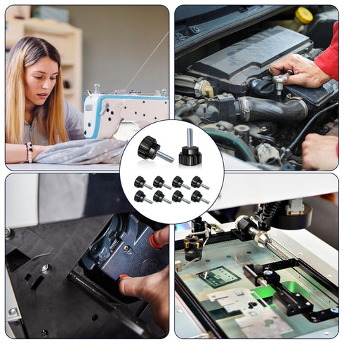 10PCS M4 x 10 mm Thumb Screws Carbon Steel Threaded Thumbscrew Black Round Clamping Screws Knurled Handle Bolts Grip Mounting Thumb Screw Knobs fo...