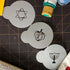 Designer Stencils Jewish Symbols Cookie and Cupcake Stencils, Small, (Dreidel, Star of David, Menorah), Beige/semi-transparent...