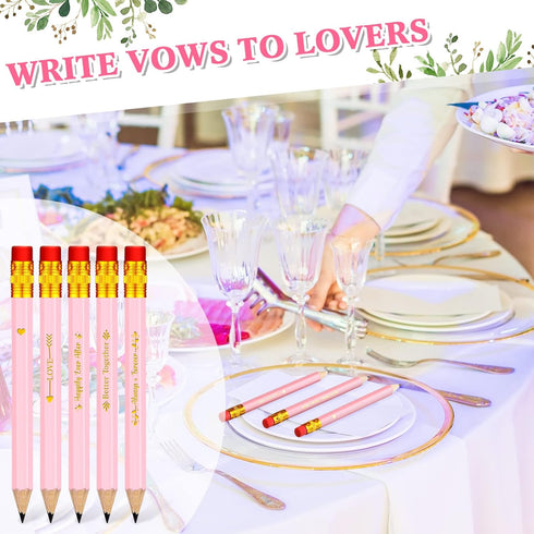 Crtiin 50 Pcs Wedding Pencils for Bridal Shower Half Pencils with Eraser Game Pencils Mini Golf Pencils 4 Inch Short Pocket Pre Sharpened Pencil f...