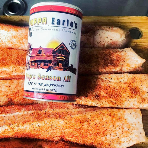 Poppa Earle's Seasoning (Cajun Seasoning Company) Gluten Free and No MSG All Purpose Seasoning "Pops Season-all" Pack of 3 (8) ounce cans...