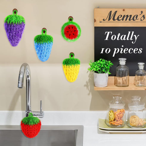 10 Pieces Fruit Dish Scrubber Non Scratch Cleaning Sponge Double Layered Dish Sponge No Odor Kitchen Sponge Net Dish Cloths for Washing Dishes for...