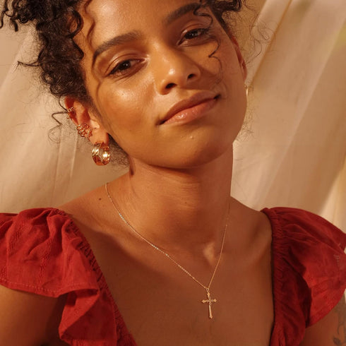 Fettero Cross Necklace for Women, 14K Gold Plated Chain Necklace Dainty Gold Cross Pendant Necklace Classic Necklaces for Gold Jewelry for Women...