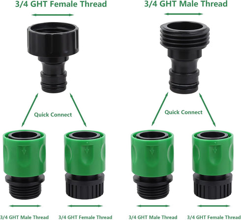 16 Pcs 3/4"Garden Hose Quick Connector, Hose Fitting Water Hose Connectors.Male and Female No Leak Quick Release Hose Connector?Connectors Hose En...