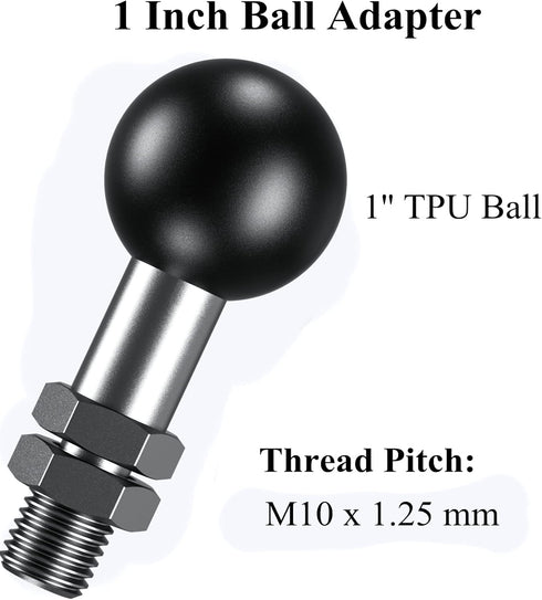 BRCOVAN 2 Pack, 1'' Ball Adapter with M10 x 1.25 x 15 Threaded Post Compatible with RAM Mounts B Size 1 Inch Ball Double Socket Arm...