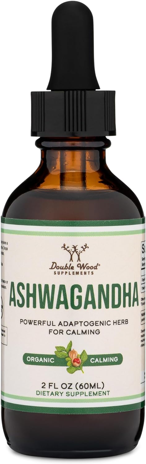 Ashwagandha Organic Drops for Stress Relief (1,200mg, 60 Servings) Ashwagandha Tincture for Adrenal Support and Cortisol Manager (Vegan Safe, Glut...
